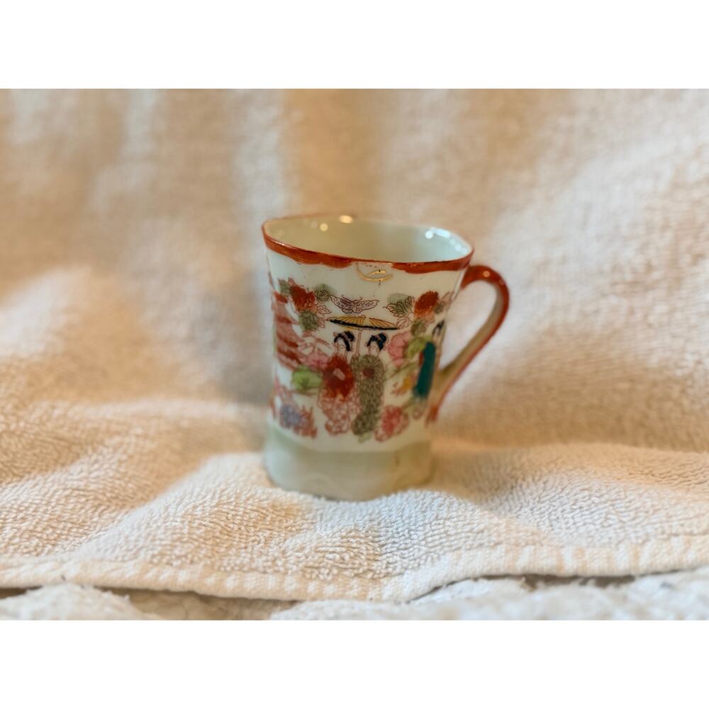 Vintage Japanese Porcelain Miniature Geisha Demitasse Porcelain Tea Cup